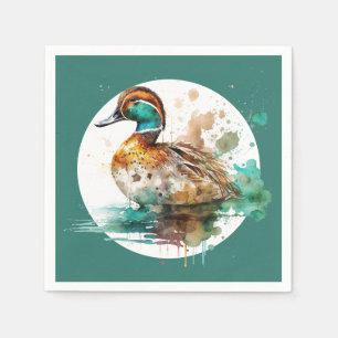 Elegant Green Framed Mallard Duck Baby Shower Napkin