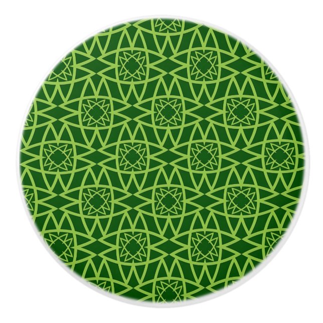  Elegant Green Geometric Patterns Ceramic Knob (Front)