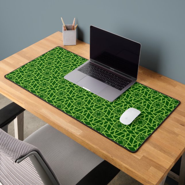  Elegant Green Geometric Patterns Desk Mat (Office 2)