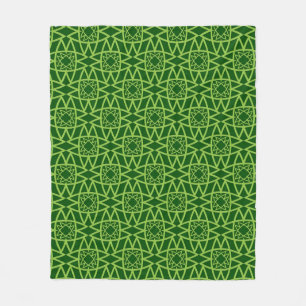 Elegant Green Geometric Patterns Fleece Blanket