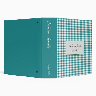 Elegant Green Gingham Recipes Book Binder