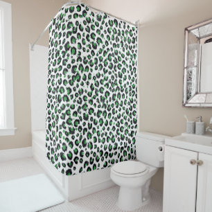 Elegant Green Glitter Black Leopard Animal Print