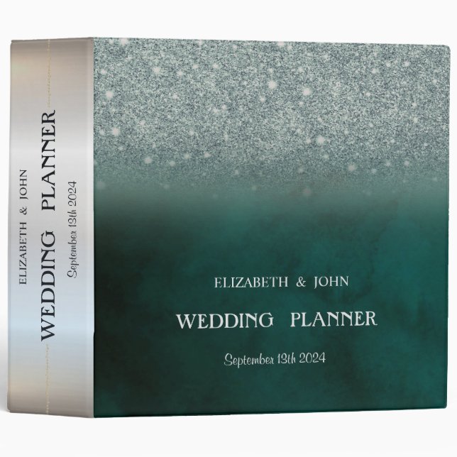 Elegant Green Glitter Bokeh Green Binder (Front/Spine)