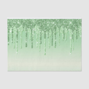 Elegant Green Glitter Drips Tissue Paper