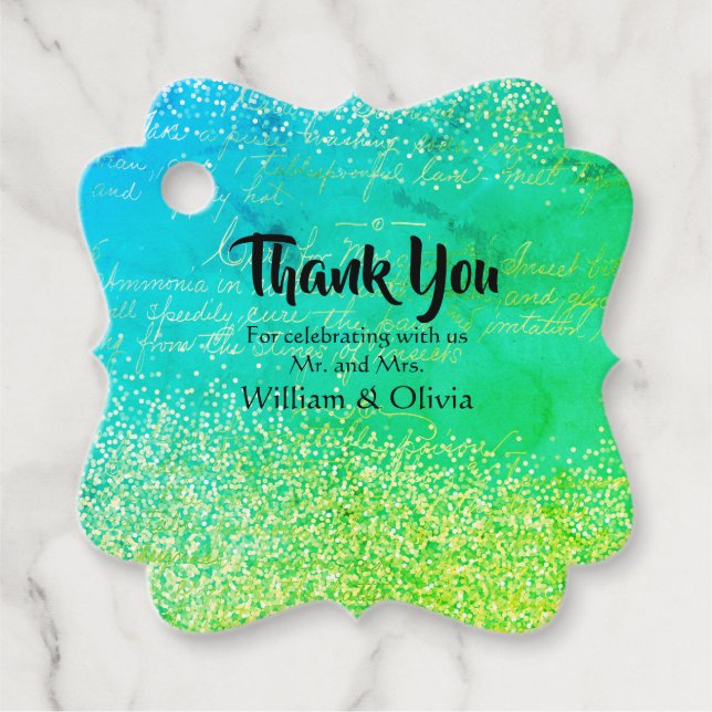 Elegant Green Glitter Favour Tags  (Front)