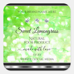Elegant Green Glitter Product Labels Rhinestones