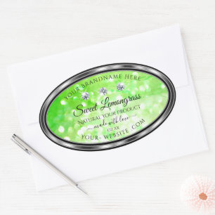 Elegant Green Glitter Product Labels Rhinestones
