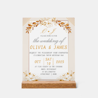 Elegant Green & Gold Acrylic Welcome Sign