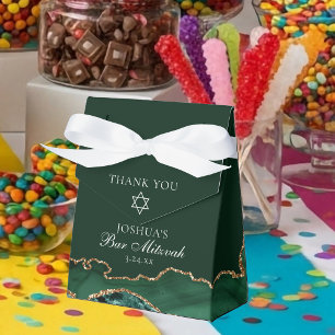 Elegant Green Gold Bar Mitzvah Party Favor Box