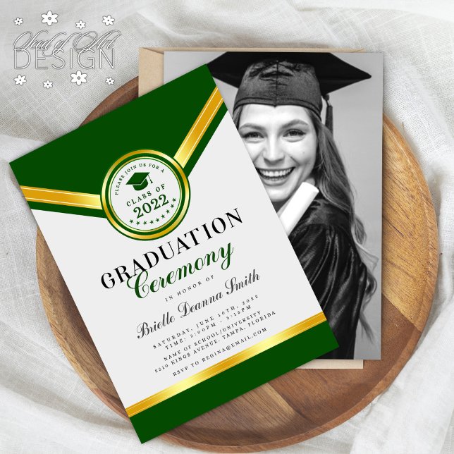 Elégant Green Gold Ceremony Invitation (Créateur téléchargé)