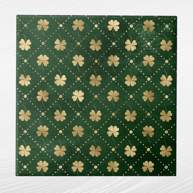Elegant Green Gold Clover  Tile (Creator Uploaded)