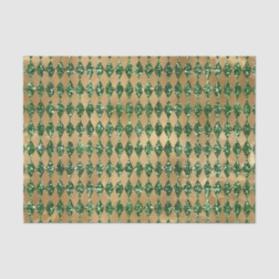 Elegant Green Gold Diamond Pattern Tissue Paper