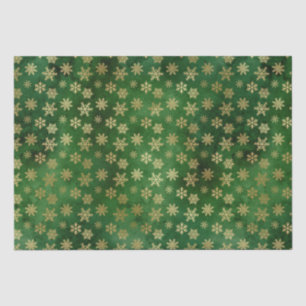 Elegant green gold foil cute snowflakes Christmas Tissue Paper