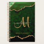 Elegant Green Gold Glitter Agate Monogram 2024 Planner<br><div class="desc">This elegant personalized planner will keep your schedule organized and features a emerald green agate pattern with faux gold glitter. Customize your monogram and name in hand lettered script calligraphy. Below it reads "20XX PLANNER". Designed just for you by ExtremeTees.</div>