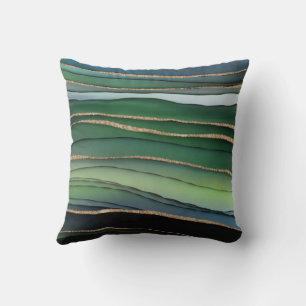 Elegant Green Gold Glitter Gradient Abstract   Throw Pillow
