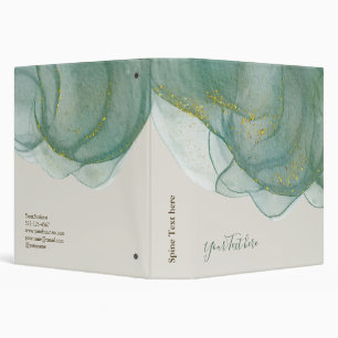 Elegant Green Gold Glitter Watercolor Binder