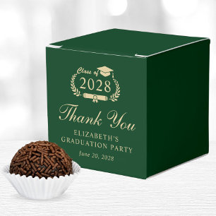 Elegant Green Gold Graduation Party Thank You Favor Box