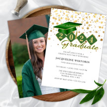 Elegant Green Gold Graduation Photo Party