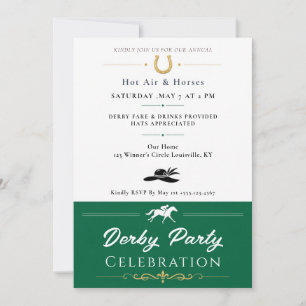 Elegant Green & Gold Kentucky Derby Party Invitation