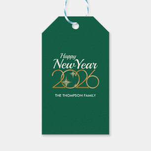 Elegant Green & Gold “New Year 2026” Personalized Gift Tags