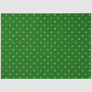 Elegant Green Gold Polka Dots Tissue Paper