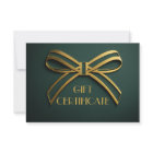 Elegant Green & Gold Ribbon Gift Certificate Card 