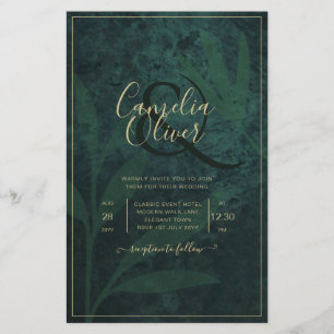 Elegant Green Gold Save the Date QR Code RSVP   Flyer