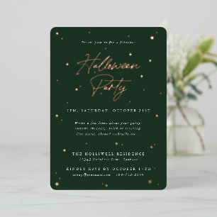 Elegant Green+Gold Scattered Stars Halloween Party