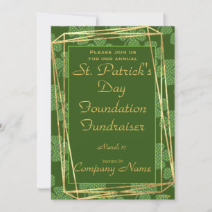 Elegant Green & Gold St. Patrick Party Invitation