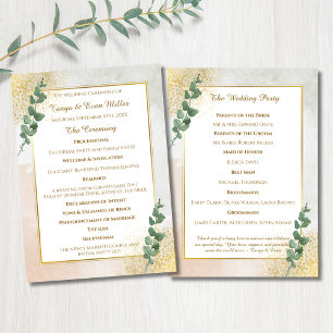 Elegant Green & Gold Wedding Program