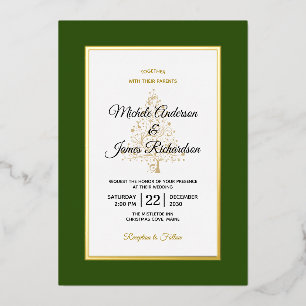Elegant Green Gold Winter Holiday Wedding