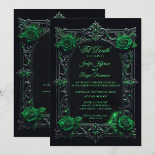 Elegant Green Gothic wedding invitation