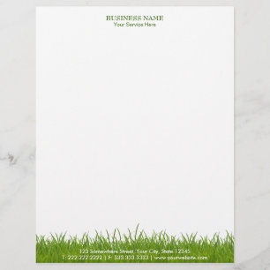 Elegant Green Grass Plain Business Letterhead