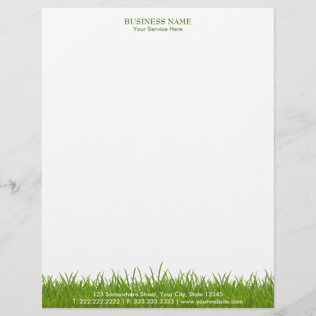 Elegant Green Grass Plain Business Letterhead (Front)