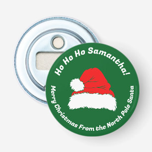 Elegant Green Ho ho ho Merry Christmas Bottle Opener
