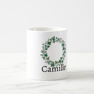 Elegant Green Ivy Botanical Personalized Name Coff Coffee Mug