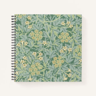 Elegant Green Jasmine Floral Pattern Notebook