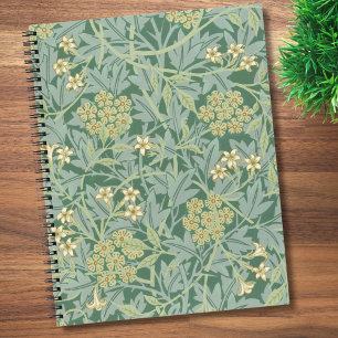 Elegant Green Jasmine Floral Pattern Notebook