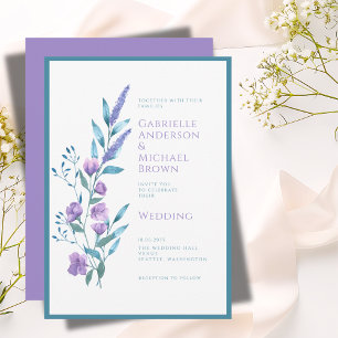 Elegant Green Lavender Watercolor Wedding Card