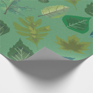 Elegant Green Leaf Pattern Wrapping Paper 