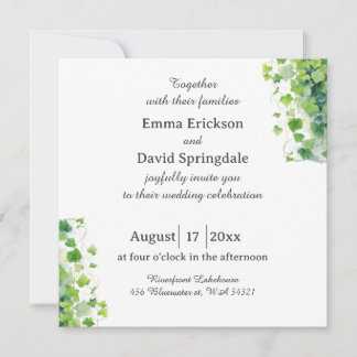 Elegant Green Leaf Wedding Invitation