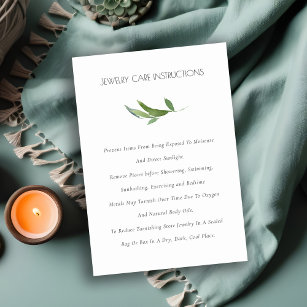 Elegant Green Leafy Branch Foliage Jewellery Care Business Card