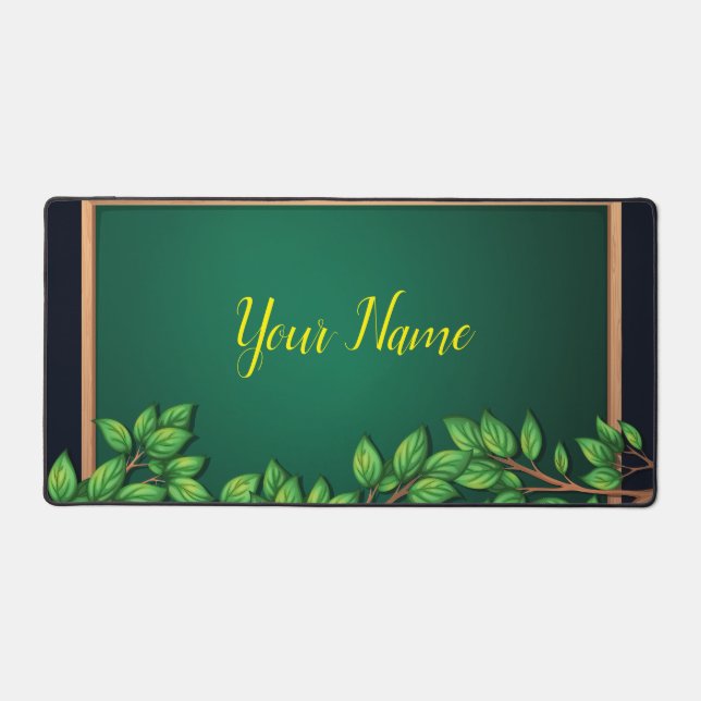 Elegant Green Leafy Branches Foliage Board Desk Mat (Front)