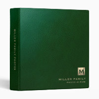 Elegant Green Leather Monogram Photo Album