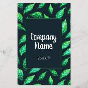 Elegant Green Leaves Botanical Company Discount Flyer