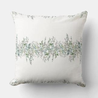 Elegant Green Leaves Design Throw Pillow