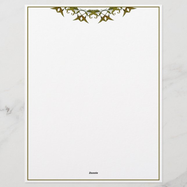 Elegant green leaves letterhead (Back)