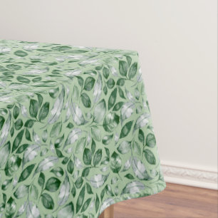 Elegant Green Leaves Pattern Tablecloth