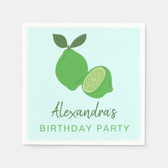 Elegant Green Lime Party Napkin (Front)