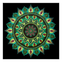 Elegant Green Mandala | Bohemian Zen Minimalist